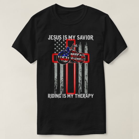 Jesus Is My Savior Riding Is My Therapy American F Tシャツ (デザイン正面)
