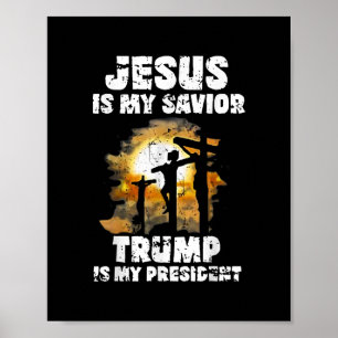 Jesus Is My Savior Trump Is My Presiden Cross ポスター