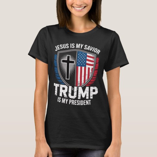 Jesus Is My Savior Trump Is My President Pro-trump Tシャツ (正面)
