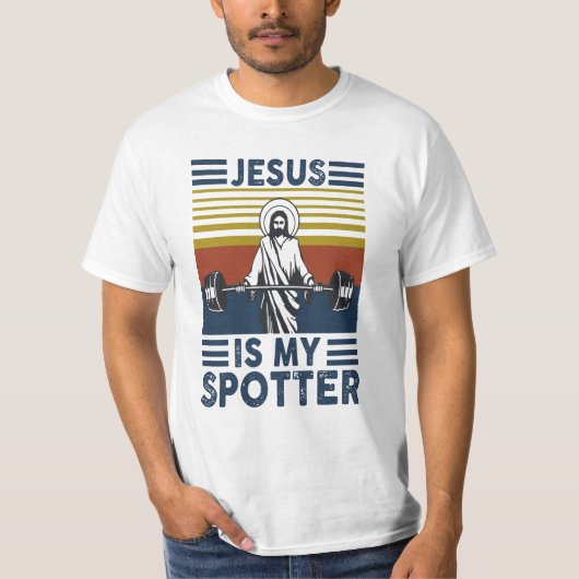 Jesus is my spotter, weight lifting tシャツ (正面)