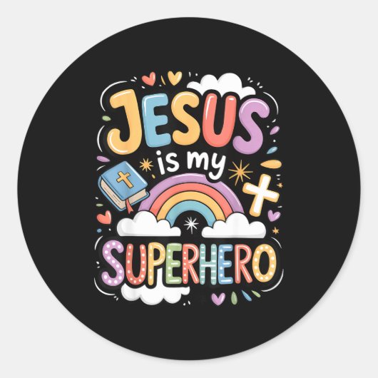 Jesus Is My Superhero  ラウンドシール (正面)