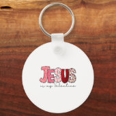 Jesus Is My Valentine Christian Faith Religious Va キーホルダー (正面)