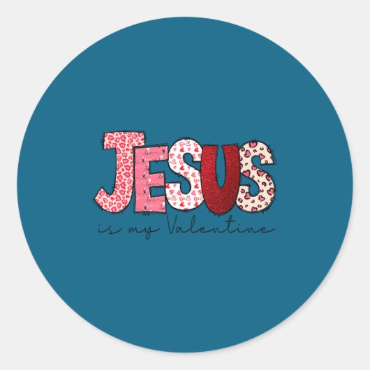 Jesus Is My Valentine Christian Faith Religious Va ラウンドシール (正面)