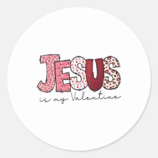 Jesus Is My Valentine Religious God Christian Vale ラウンドシール (正面)