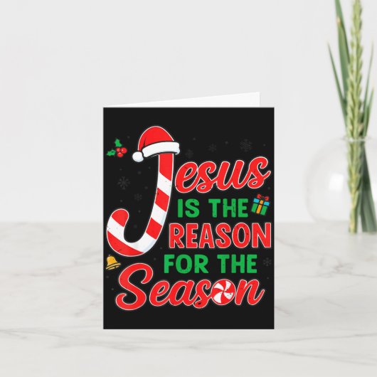 Jesus Is Reason For Season Christian Christmas Pjs カード (正面)