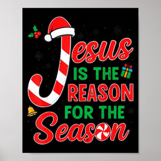 Jesus Is Reason For Season Christian Christmas Pjs ポスター (正面)