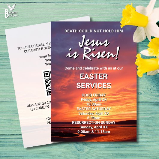 JESUS IS RISEN Custom CHURCH SERVICES Easter 招待状