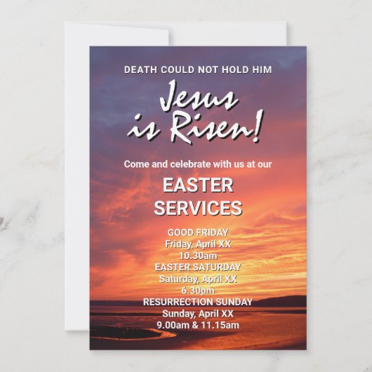JESUS IS RISEN Custom CHURCH SERVICES Easter 招待状 (正面)