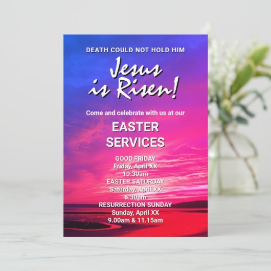 JESUS IS RISEN Custom Easter CHURCH SERVICES 招待状 (スタンド正面)
