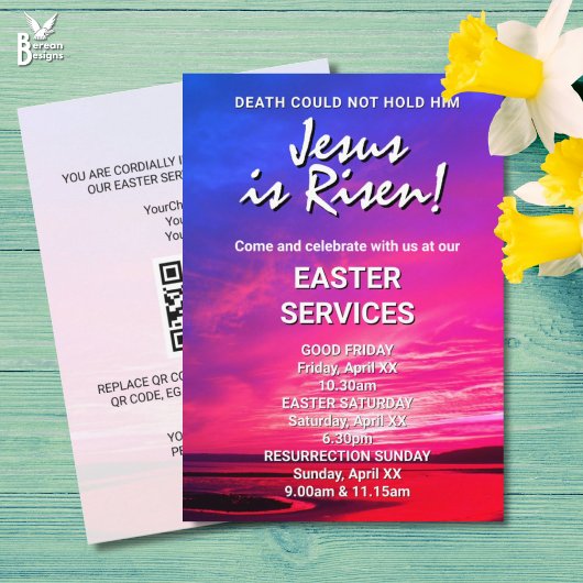 JESUS IS RISEN Custom Easter CHURCH SERVICES 招待状