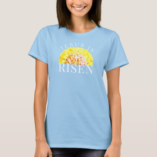 Jesus is Risen Floral Christian Spring Easter Tシャツ (正面)