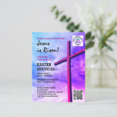 JESUS IS RISEN Logo QR Code Church Services EASTER インビテーションポストカード (スタンド正面)