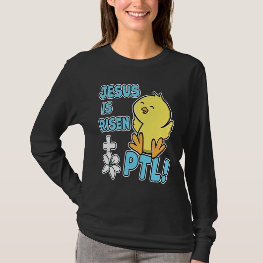 Jesus Is Risen PTL! Christian Easter Cute Yellow C Tシャツ (正面)