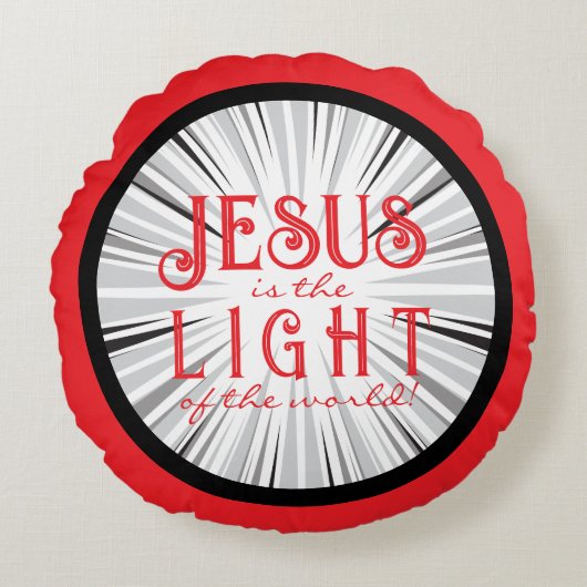 Jesus is the Light Ornament- Red/Black ラウンドクッション (正面)