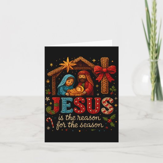 Jesus Is The Reason For Season Yarn Crochet Art De カード (正面)