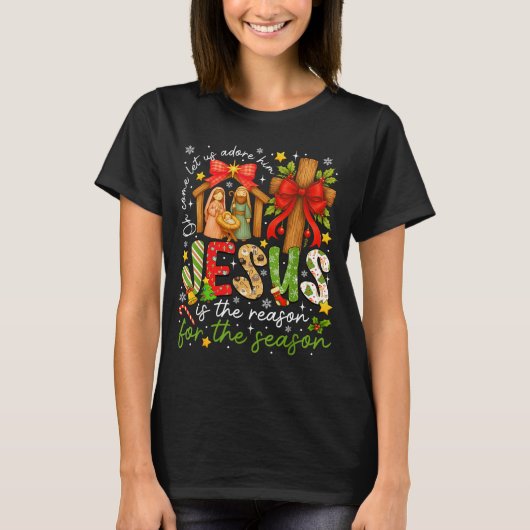 Jesus Is The Reason For The Season Christian Chris Tシャツ (正面)