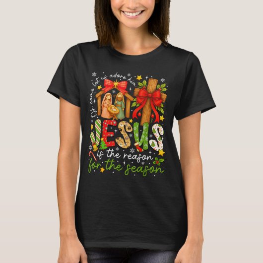 Jesus Is The Reason For The Season Christian Chris Tシャツ (正面)