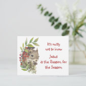 "Jesus is the reason for the season" Fun Squirrel ポストカード (スタンド正面)