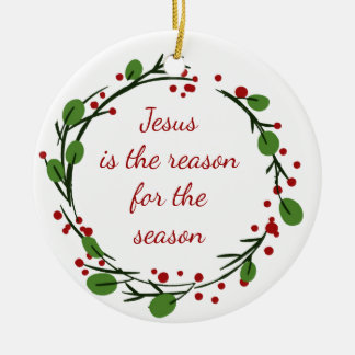 "Jesus is the reason for the season" Holly Design セラミックオーナメント