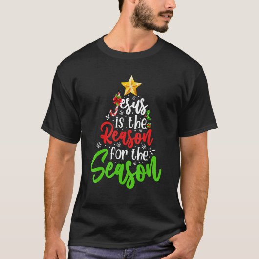 Jesus Is The Reason For The Season Tree Christian Tシャツ (正面)