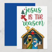 " Jesus is the Reason" Nativity Holy Family Christ シーズンカード (正面/裏面)
