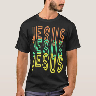 Jesus Jesus (模擬ネオン標識フォント) T-Shi Tシャツ