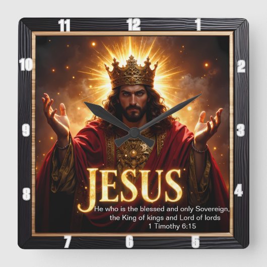 Jesus King Crown Robe Sovereign Glory  スクエア壁時計 (正面)