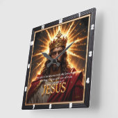 Jesus King Crown Sovereign Glory Sunburst スクエア壁時計 (傾斜)