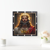 Jesus King Crown Sovereign Majesty Robe スクエア壁時計 (ホーム)