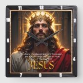 Jesus King Crown Sovereign Majesty Robe スクエア壁時計 (正面)
