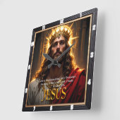 Jesus King Crown Sovereign Majesty Robe スクエア壁時計 (傾斜)