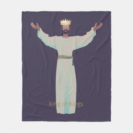 Jesus "King of Kings" Blanket, Christian Gifts フリースブランケット (正面)