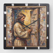 Jesus Knocks: Open Your Heart スクエア壁時計 (正面)
