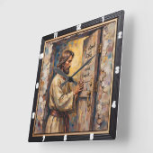 Jesus Knocks: Open Your Heart スクエア壁時計 (傾斜)