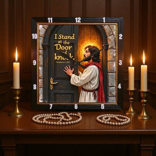 Jesus Knocks: Open Your Heart スクエア壁時計