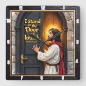 Jesus Knocks: Open Your Heart スクエア壁時計 (正面)