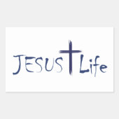 JESUS Life Blue文字シール20/シート 長方形シール (正面)