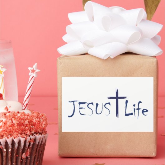 JESUS Life Blue文字シール20/シート 長方形シール (パーティー)