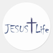 JESUS Life Blue文字シール20/シート 長方形シール (正面)
