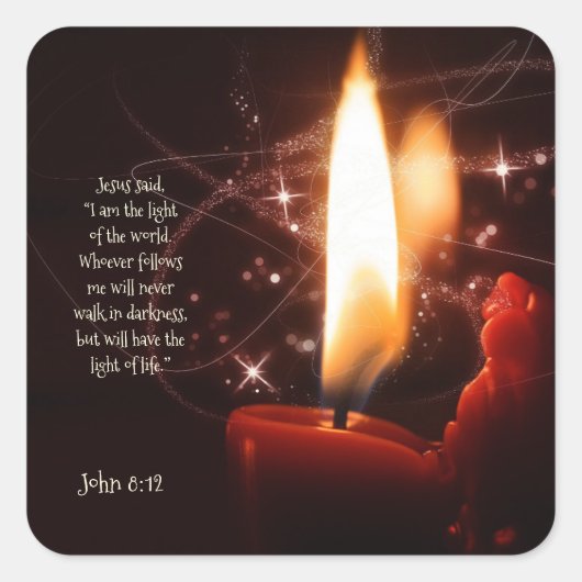 Jesus Light of the World Psalm 8,聖書,クリスマス スクエアシール (正面)