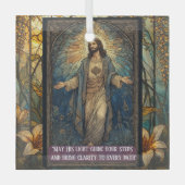 Jesus Light of the World Religious Christmas Quote ガラスオーナメント (正面)