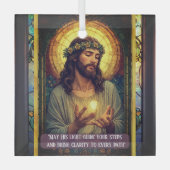Jesus Light of the World Religious Christmas Quote ガラスオーナメント (正面)
