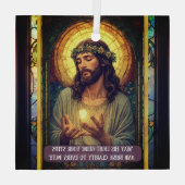 Jesus Light of the World Religious Christmas Quote ガラスオーナメント (裏面)