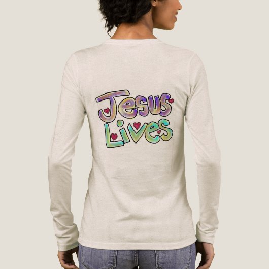 Jesus Lives Hand Drawn Christian Art  トライブレンドＴシャツ (背面)