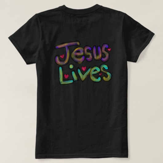 Jesus Lives Hand Drawn Christian Art Tシャツ (デザイン裏面)