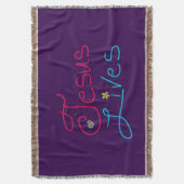 Jesus Lives Purple  スローブランケット (正面縦)