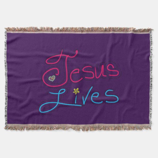 Jesus Lives Purple  スローブランケット (正面)