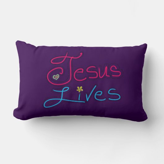 Jesus Lives Purple  ランバークッション (正面)