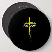 Jesus Love | Believe Cross Jesus Christ Religion 缶バッジ (正面&裏面)
