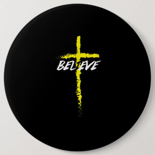 Jesus Love Believe Cross Jesus Christ Religion 缶バッジ